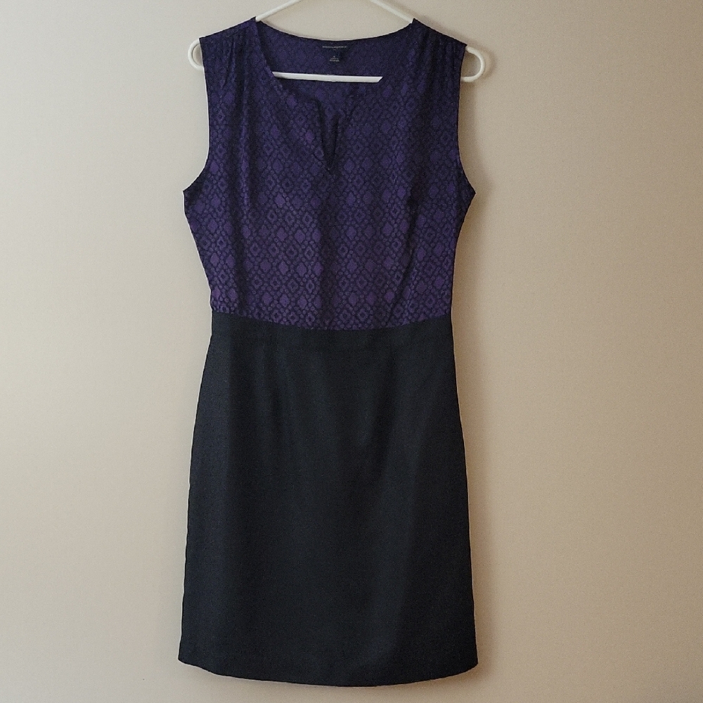 Elegant Purple and Black Sleeveless Dress By Bananna Republic